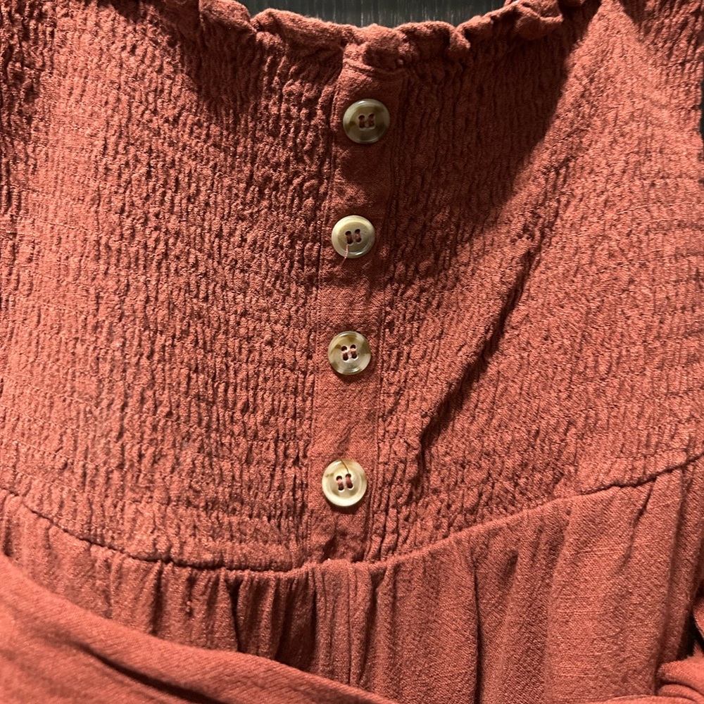Terracotta Linen Mini Romper - Picture 3 of 12